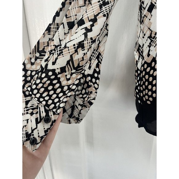 Reiss Malia Arrow Abstract Print Top Black/white Size Us 8 - Picture 5 of 9